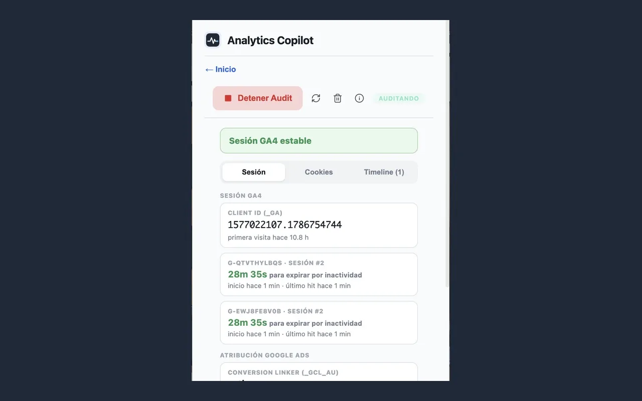 Cookie Audit con la sesión GA4 y la atribución de Google Ads